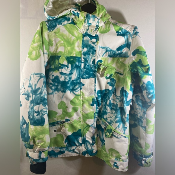 Powder Room blue green winter snowboarding jacket - size XL - Picture 4 of 8